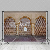 Aperturee - Aperturee Vintage Carved Stone Wall With Arch Windows Backdrop